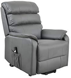 Angel Mobility Electric Power Riser and Recliner Bonded Leather Armchair Lift Mobility Chair (Grey)