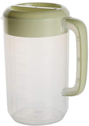 UPKOCH Jarra grande de plástico con tapa, 2500 ml, con tapa, hervidor de agua, jarra de cerveza, mezcla de bebidas, jugo de agua, té, tetera de hielo, jarra leche, verde claro