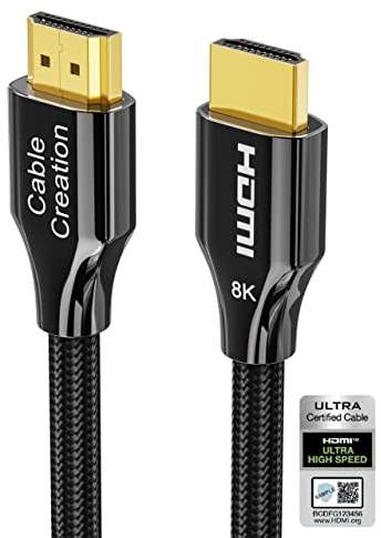 CableCreation Cable HDMI 2.1 de 8 K, 3 metros, HDMI 8 K Ultra HD, cable de alta velocidad con 48 Gbps, 8 K 60 Hz, HDCP 2,2,4:4:4, eARC, compatible con PS5/PS4, Xbox One/X, QLED-TV, Roku TV, etc