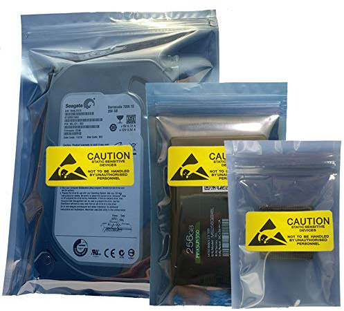 Daarcin Antistatic Bags, 30pcs 3 Sizes Mixed ESD Shielding Bag with Labels for Hard drive HDD,Anti Static Bag for Varieties of Electronic Device