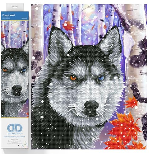 DIAMOND DOTZ DD10 Intermediate Kit, Forest Wolf, 40 x 50 cm