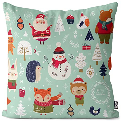 VOID Winter Schneemann Kissenbezug Kissenhülle Sofakissen Kissen Deko Weihnachten Winter Weihnachtsdeko, Kissen Größe:80 x 80 cm