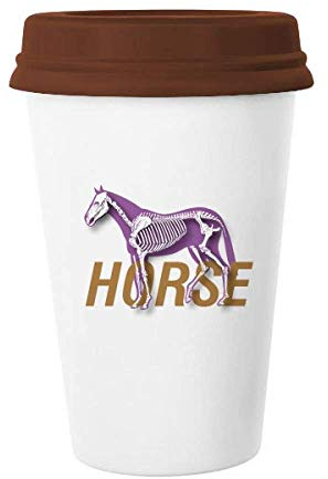 Tasse mit Pferdemotiv und Skelett, Art-Deco-Geschenk, modische Tasse für Kaffee und Trinkglas, Keramiktasse mit Deckel
