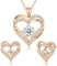 CDE Schmuckset Damen Muttertagsgeschenk 925 Sterling Silber Forever Love Herz Rosegold Geburtsstein Halskette und Ohrringe Set für Frauen Schmuck Geschenk Geburtstag Valentinstag Weihnachten