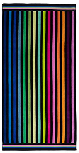 Gözze - Strandtuch, Streifen Design mit Motiven, 100% Baumwolle, 90 x 180 cm - Bunt