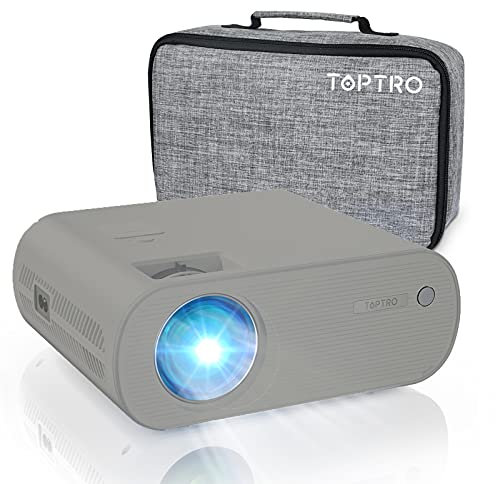 WiFi Bluetooth Projector, 6800 Lumens TOPTRO Mini Portable Projector Support 1080P Full HD, Home Cinema Projector for TV Stick / PC / Phone / (Gray)