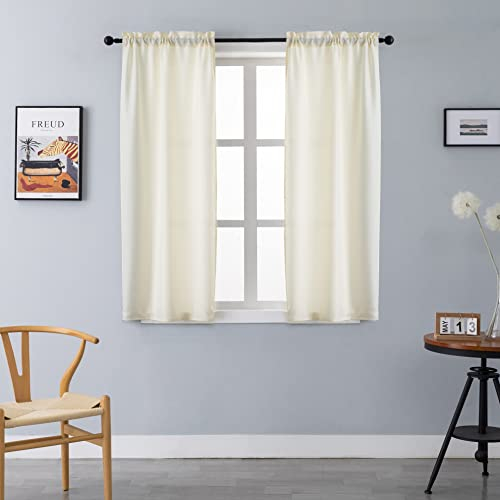GIRASOLE HOME Coppia Tende Semi Oscuranti Tinta Unita Tenda Leggera per Soggiorno Camera Cameretta Balcone Finestra e Interni 2 Pannelli con Tasca (Crema, 70x150cm)