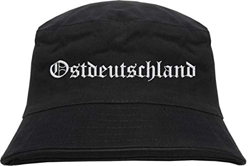 HB_Druck Ostdeutschland Fischerhut - Altdeutsch - Bestickt - Bucket Hat Anglerhut Hut Schwarz S/M