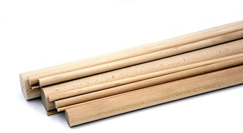 siwitec Rundstab aus Holz, glatt, Buche, 10er Set, 12 mm, ideal zum Basteln mit Holz, Länge 1000 mm