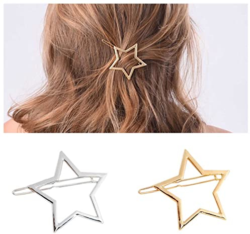 Yheakne Vintage Star Hair Clip Barrette Gold Hair Barrette Pin Metal Hair Clamp Half Bun Holder Clips Decorative Hair Accessories for Women and Girls (Gold)