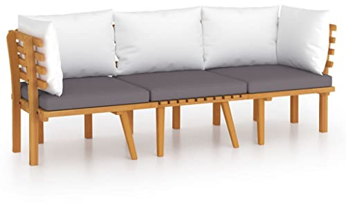 vidaXL Akazienholz Massiv Gartenmöbel 3-TLG. mit Kissen Ecksofa Mittelsofa Sitzgruppe Sofa Lounge Garten Garnitur Gartenset Gartensofa