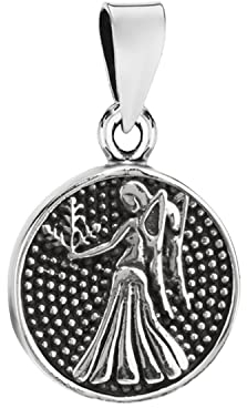 NKlaus 14,7mm Kettenanhänger Jungfrau 925 Silber Horoskop Sternzeichen Zodiak Anhänger 3868