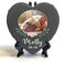 Individueller Personalisiert Herzform Tiergrabstein Schiefer Gedenkstein + Ständer für Hund, Katze und andere Haustiere Tiere - Größe | 10 x 10 cm | - Blumenrahmen-Foto