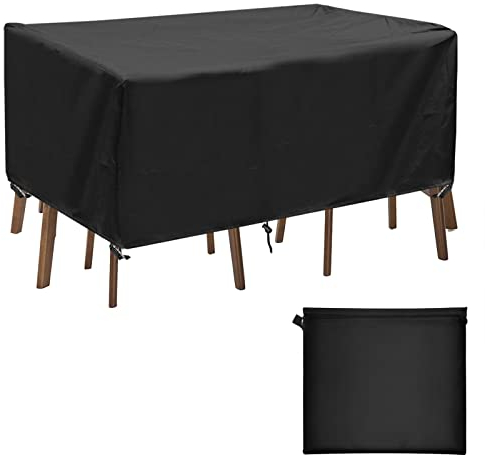 Landrip Housse Salon de Jardin, 420D Oxford Bache Table de Jardin Imperméable, Résistance au Vent, Protection Rectangulaire Salon Exterieur, 150x90x75cm