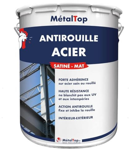 Metaltop - Antirouille Acier - Gris fenêtre - RAL 7040 - Pot 15 L