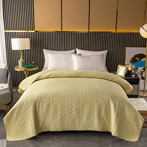 Mixibaby Bettüberwurf Tagesdecke Bettdecke Decke Steppdecke Prägemuster Überwurfdecke leicht, Größe:220 cm x 240 cm, Farbe Bettdecke:Beige D-1