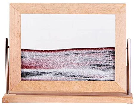 Peinture De Sable Fluide, Sablier Decoratif, Cadre 3D, Sable Magique, Cadre Sable Mouvant, Sablier 3D Sand Moving Art Cadre Sable Qui Coule Décoration Relaxante pour Bureau Maison,Rouge