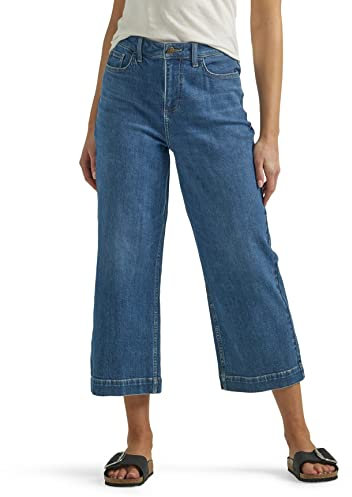 Lee Jeans Capri da Donna leggendario a Vita Alta con Gamba Larga, Velo Ombra, 48