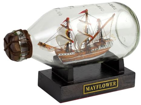 Nauticalia Mayflower Ship in Bottle 14cm, Brown