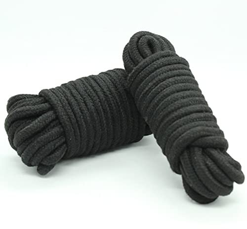 WUWYOUWL Weiches Baumwollseil, 8 mm, vielseitig einsetzbar, langlebig, langes Seil, Allzweckseil, Bastelseil für Wand, Garten, Pflanzenaufhänger, Stricken, Zuhause, Basteln, Dekoration (10 m, schwarz)