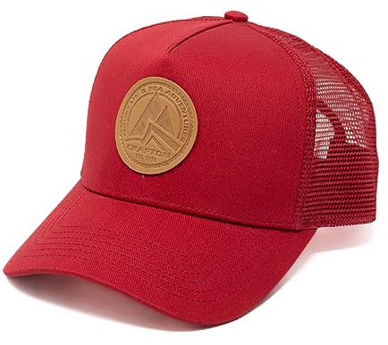 Crafton Classic Logo Mesh Trucker Cap - Baseball Cap - Unisex - atmungsaktiv - individuell verstellbar - für Damen und Herren Farbe: Classic Logo - Burgundy