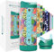 Elemental Iconic Pop Kids Water Bottles with Pop Strap - Triple Wall Leakproof Insulated Stainless Steel Water Bottle - Dishwasher Safe and BPA Free Water Bottle with Straw - Graffiti Smile - 414 ml