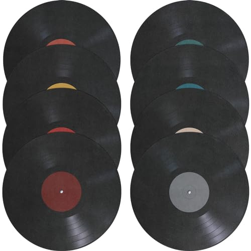 FOMIYES Décoration de Disque Vinyle, Décoration Murale de Disque Vinyle, Disques Vinyles Vierges, Faux Disques Autocollants Pour Décoration 8 Pièces