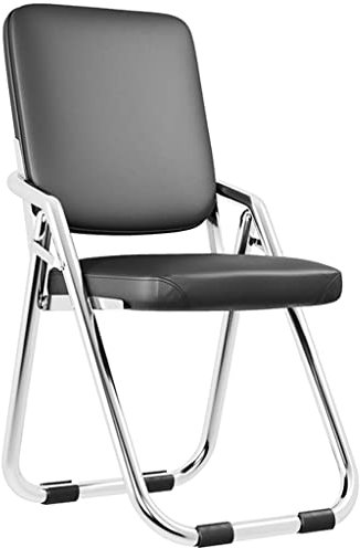 Klappstuhl Klappstuhl Gepolstert Küche Balkonlounge Rückenlehnenstuhl, Hauptfaltbarer Speisender Stuhl, Bequemer Computerstuhl des Büros, PU-Leder (Color : Schwarz, S : 46 * 55 * 86cm)
