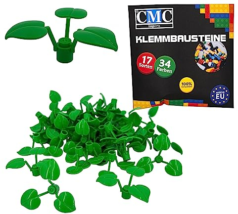 CMC imports 6255 Lot de 20 blocs de construction à clipser, vert clair, compatibles avec 3 grandes feuilles, pour jardin, ville, forêt, vert
