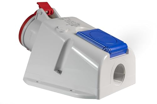 Enchufe combinado 5 x 32 CEE 3P+N+E 6h y enchufe Schuko con cubierta IP44/IP54 250 V-400 V por adelantado (32 A CEE)