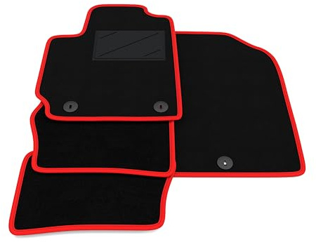 Fußmatten kompatibel mit Kia Picanto 2017-2025 Roter Rand, maßgeschneiderte Automatten Set, Velours Fußmatten Set Autoteppich