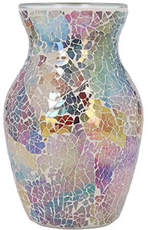 JYCRA Mosaik-Glasvase Im Europäischen Stil, Glänzend, Exquisite Dekorative Vase für Wohnzimmer, Schlafzimmer, Dekoration, Elegante Glas-Blumenvase, Dekorative Glanzvase, Mehrfarbige Mosaik-Glasvase