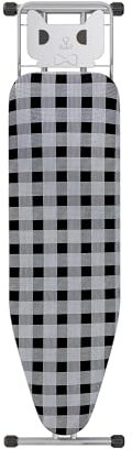 Jakeefud Full Size Ironing Board 13 X 43 W/Extra Thick Heavy Duty Padded Cover, Height Adjustable,Heat & Scorch Resistant Fabric, Anti-Skid Feet, Extra Wide, Easy to Fold Checkered Gray