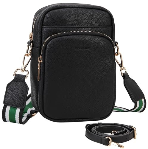 VX VONXURY Handy Umhängetasche Damen, Kleine Handytasche zum Kunstleder mit Reißverschluss, Handytasche mit Geldbörse zum Umhängen, 2 Abnehmbare Schultergurte