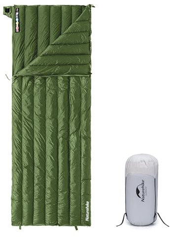 Naturehike Ultra Lightweight Envelope Sleeping Bag for Adults, 3-4 Seasons, Waterproof Sleeping Sack for Camping, Hiking, Mountaineering, Indoor, Backpacking, Outdoor, Duck Down (295g, Green)