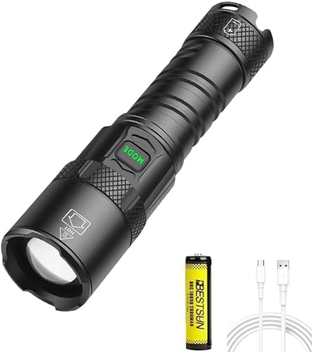 OAKITA Lampe de Poche LED Rechargeable Super Lumineux Haute Puissant 90000 Lumens Lampe de Poche XHP99 Feu Réglable Étanche Torche Tactique pour Camping,Voyage