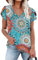 NARRAME Camiseta de Mujer Tops de Verano Camisetas de Manga Corta con Cuello en V para Mujer Floral Verde Medium M 38-40
