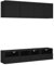 vidaXL Wohnwand 5-TLG., Schrankwand mit viel Stauraum, Wandmontage Anbauwand Fernsehschrank, Wohnzimmer Set Wandschrank, Schwarz Holzwerkstoff