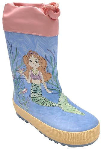 maximo Mittelschaft Gummistiefel mit Stulpe aus Naturkautschuk Motiv: Meerjungfrau Pastelltöne (Meerjungfrau Pastell, EU Schuhgrößensystem, Kleinkind, Numerisch, M, 27)