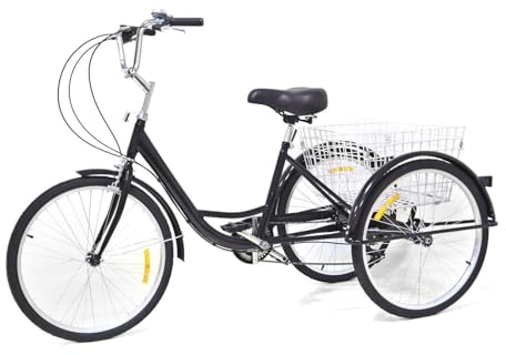 lalaleny 24 Zoll Dreirad für Erwachsene Senioren Fahrrad 8 Gang 3 Räder Dreiräder Mit Korb Tricycle 3 Rad Fahrrad Höhenverstellbar Erwachsenendreirad