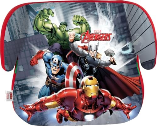 Tataway Marvel Avengers seggiolino alzatina auto i-Size ECE R129. Rialzo bimbi 125-150 cm con grafiche dei supereroi, seduta grigia, per viaggi comodi e in sicurezza