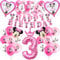 Minni Birthday Decorations, 25Pcs Minni Balloons with Banner, 3st Party Decorations for Girls Happy Birthday Balloon Banner