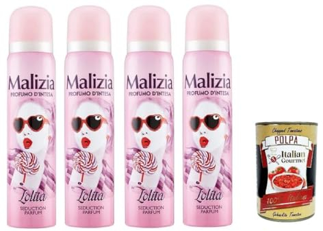 MALIZIA Deodorante Donna Lolita Seduction Parfum,Deodorant Deo Spray für Damen 4x 100ml + Italian Gourmet polpa 400g