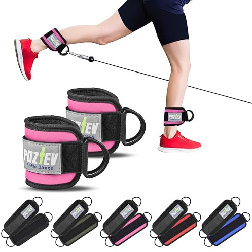 Ankle Straps for Cable Machine (PAIR) – Adjustable Padded Cuff Leg Straps Attachment, Ideal for Glute Workouts Leg Training Kickbacks Hip Abductors Booty Building & Lower Body Fitness