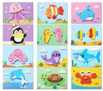 EVA Schaum Aufkleber Puzzle Spiel mit EVA-Schaum Aufkleber Lernspielzeug Cartoon Lernspielzeug Kunst Kit Mosaik Aufkleber für Kindergarten zum Befüllen