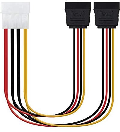 Blendend CABLE SATA de alimentación 5.25 (Molex 4 pines) a 2 conectores SATA, 20 cm, ideal para conectar discos duros y SSD.