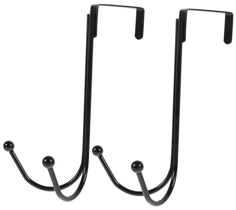 ULTECHNOVO 4 Stück Kleiderbügel Handtuchhaken Doppelhaken-Organizer dekorative Haken Organizer-Haken über der Tür Einzelhaken kleiderständer wall hooks hanger Türhaken Türhänger Eisen Black