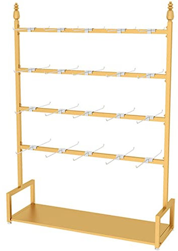 QUSYZD Moden Kleiderständer für Einzelhandel, Kostüme, Bodenaufhänger, doppelseitig, Ausstellungsständer, Socken-Aufbewahrung, Schmuckhalter, Zubehör-Organizer, Regal mit Haken, Gold, 100 x 35 x 150