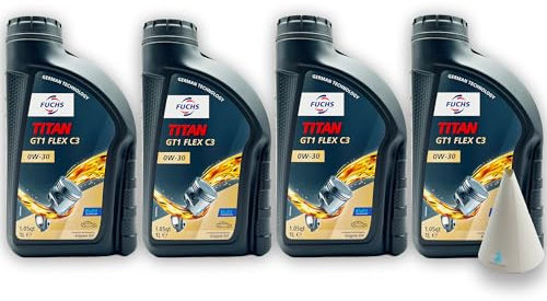 4 L Fuchs Titan GT1 FLEX C3 0W-30 | kompatibel mit VW 504 00/507 00 | MB 229.31 | 229.51 | 229.52 | kompatibel mit PORSCHE C30 | kompatibel mit BMW LONGLIFE-04 | Öl | SAE 0W30 | mit Trichter