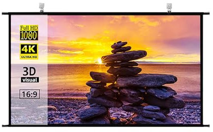 Wall Mount Projector Screen 120inch, Portable Anti Light Projector Screen 100inch,16:9 HD 4K, Anti-Crease Movie Screen for Home Theater,Backyard Film Nights(84inch)